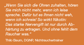 Alle reden ber Krankheiten, wir sprechen ber das Rauchen.